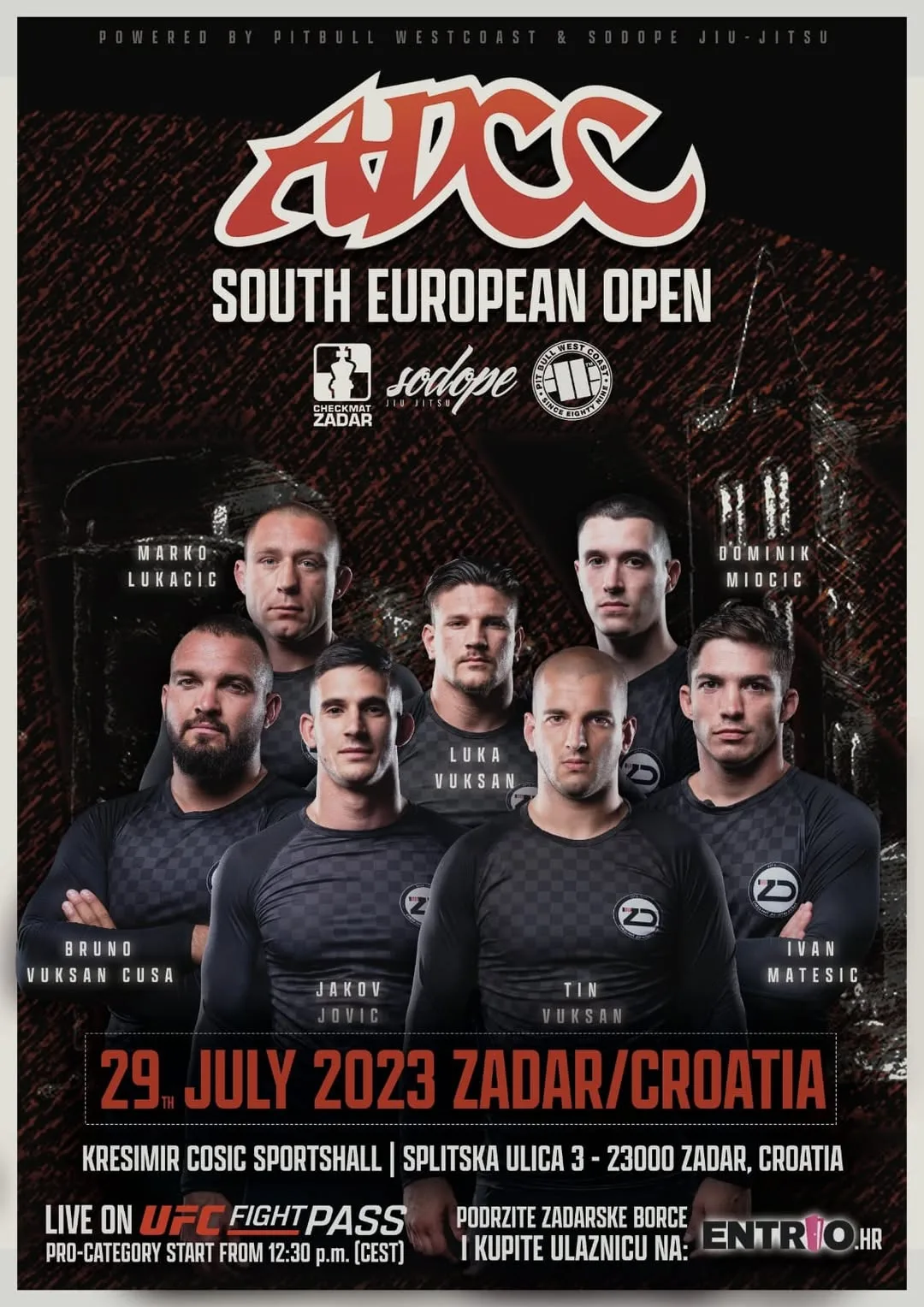 Borilački spektakl u Zadru 29.07.2023. pod nazivom "EUROPEAN ADCC OPEN 2023