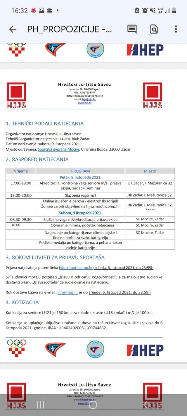 Propozicije PH - Satnica-vaga